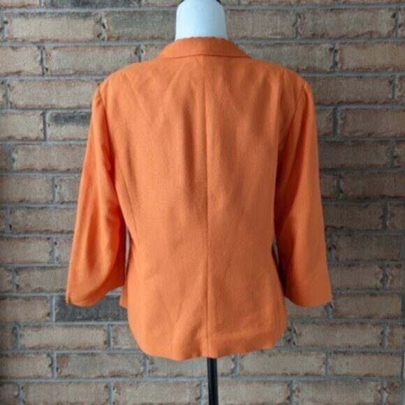 Vintage linen Holt Renfrew orange blazer jacket - Picture 4 of 5